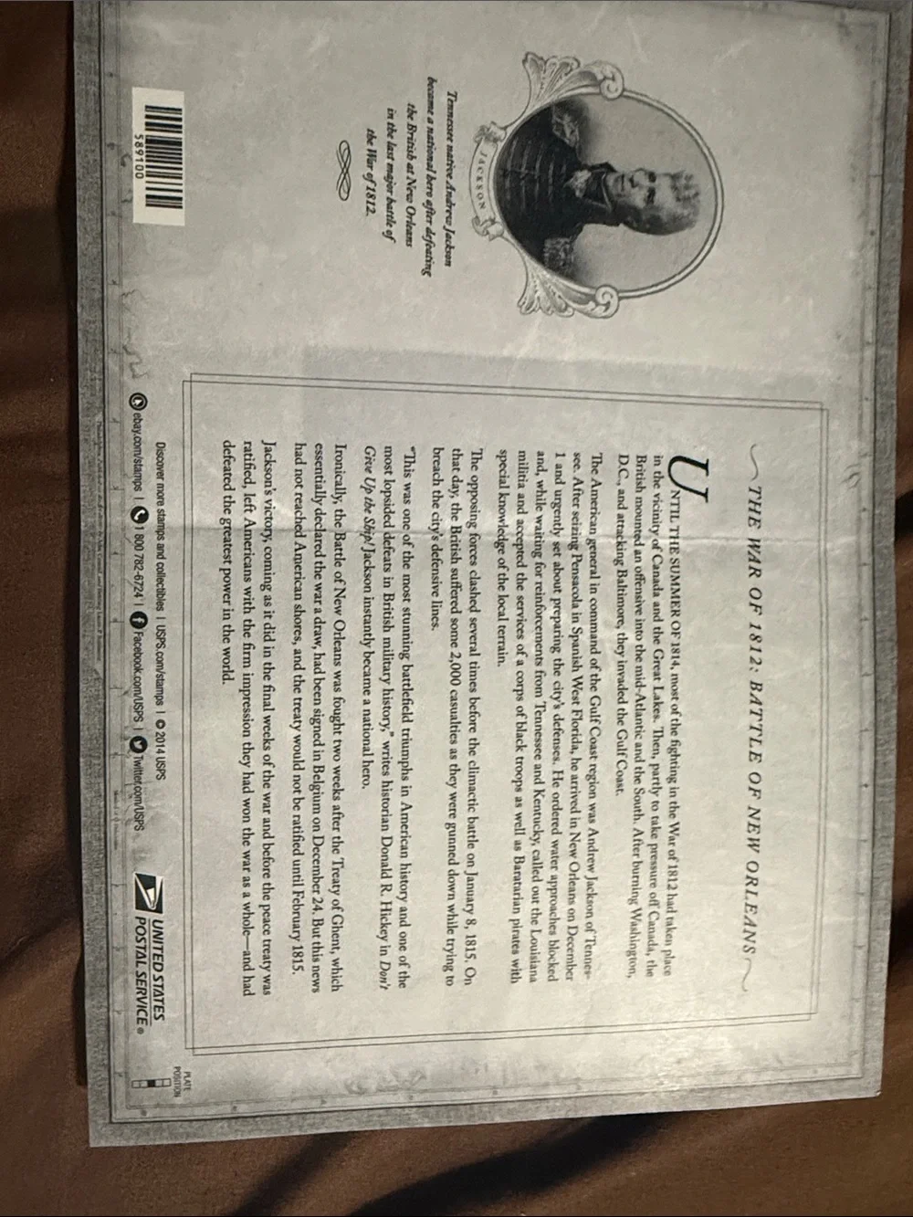 USPS Battle of New Orleans Forever Stamp Pane War of 1812 Collectible
